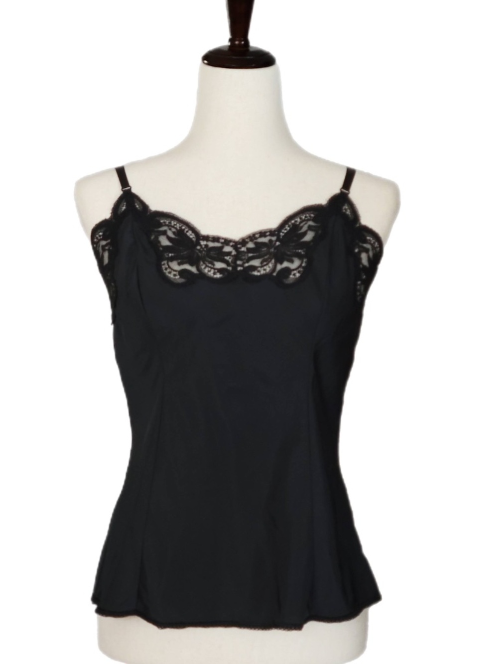Vintage Wonder Maid Black Cami Tank Lace Trim Romantic Lingerie Size 36
